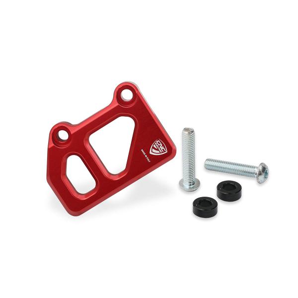 CNC Racing red rear brake pump protection Moto Guzzi V85TT 2019-2023