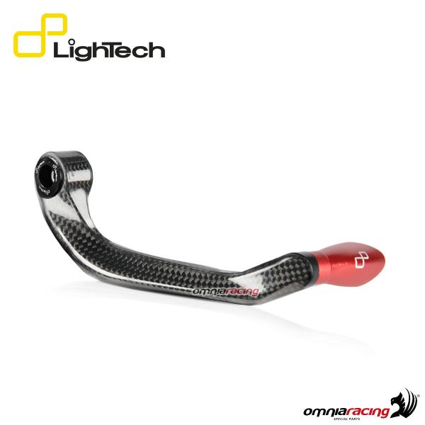 Lightech shiny carbon brake lever guard with guard end / 132mm red color