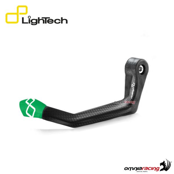 Lightech carbon fiber clutch lever guard with guard end green color and wheelbase 132mm