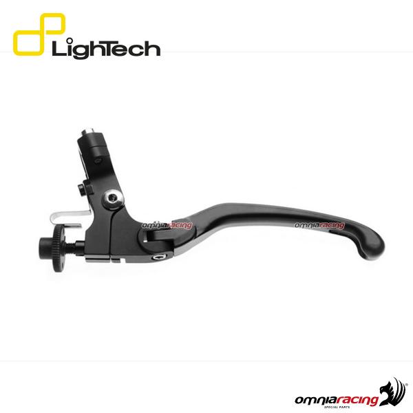 Comando leva frizione Lightech snodata regolabile colore nero tipo J con bracciale manubrio