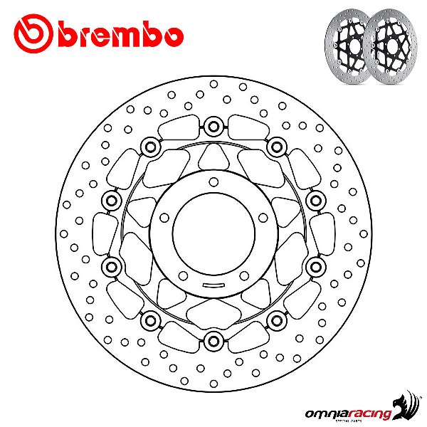 Coppia di dischi freno Brembo Serie Oro anteriori flottanti per Mv Agusta F4 S MAMBA 2004>