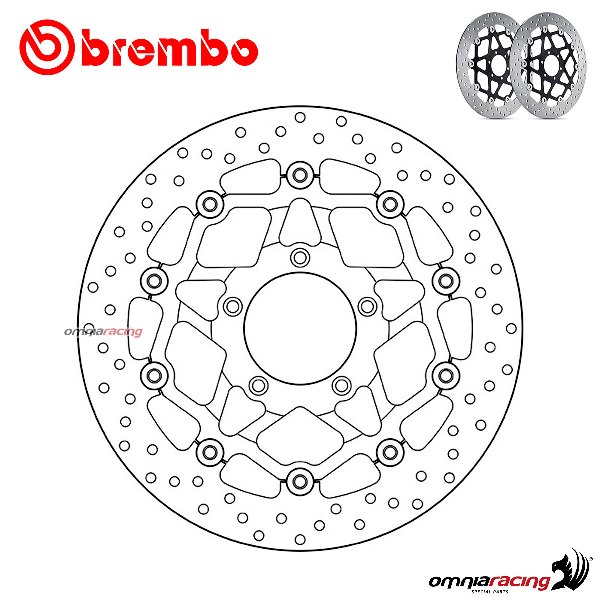 Coppia di dischi freno Brembo Serie Oro anteriori flottanti per Mv Agusta Brutale 910R 2005>2008