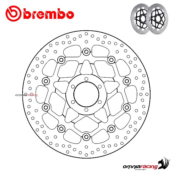 Coppia di dischi freno Brembo Serie Oro anteriori flottanti per Aprilia Tuono V4RR 1100 2017>