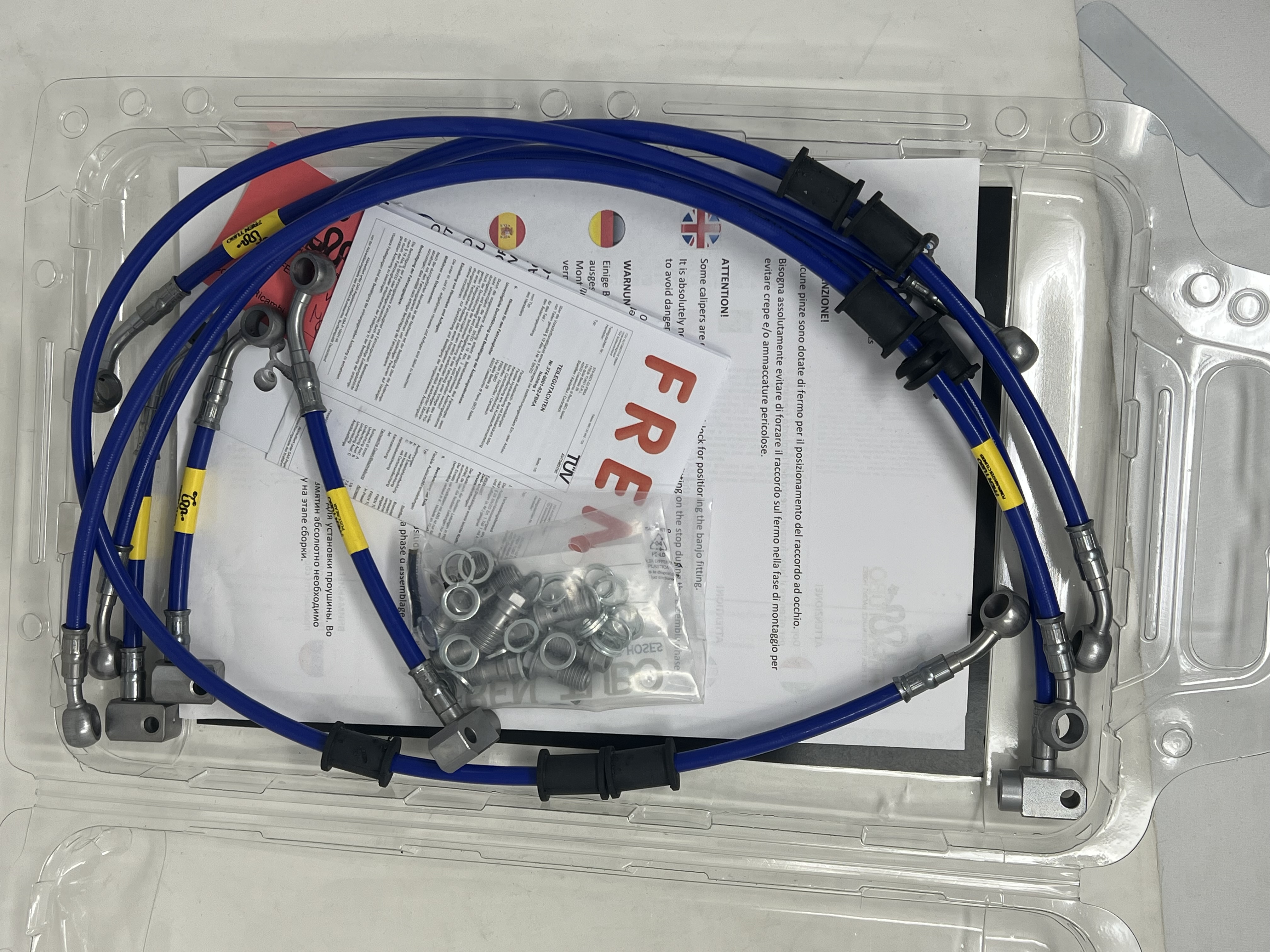 Blue Brake Hose Kit Fittings Steel Yamaha R7 ABS 2021-2024