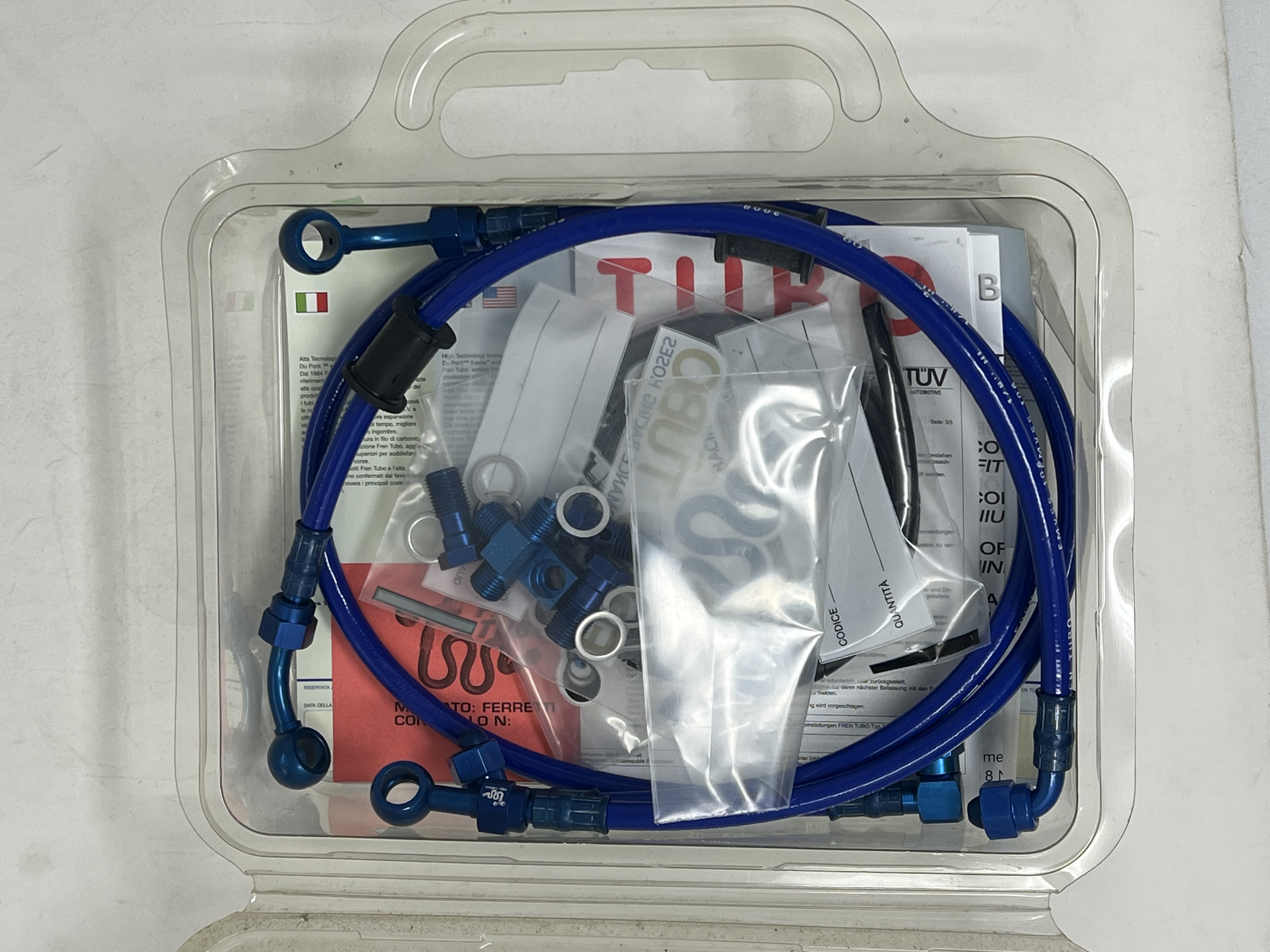 Front Brake Hose Kit Blue Fittings Blue L=405mm Yamaha Tmax 500 2008-2011