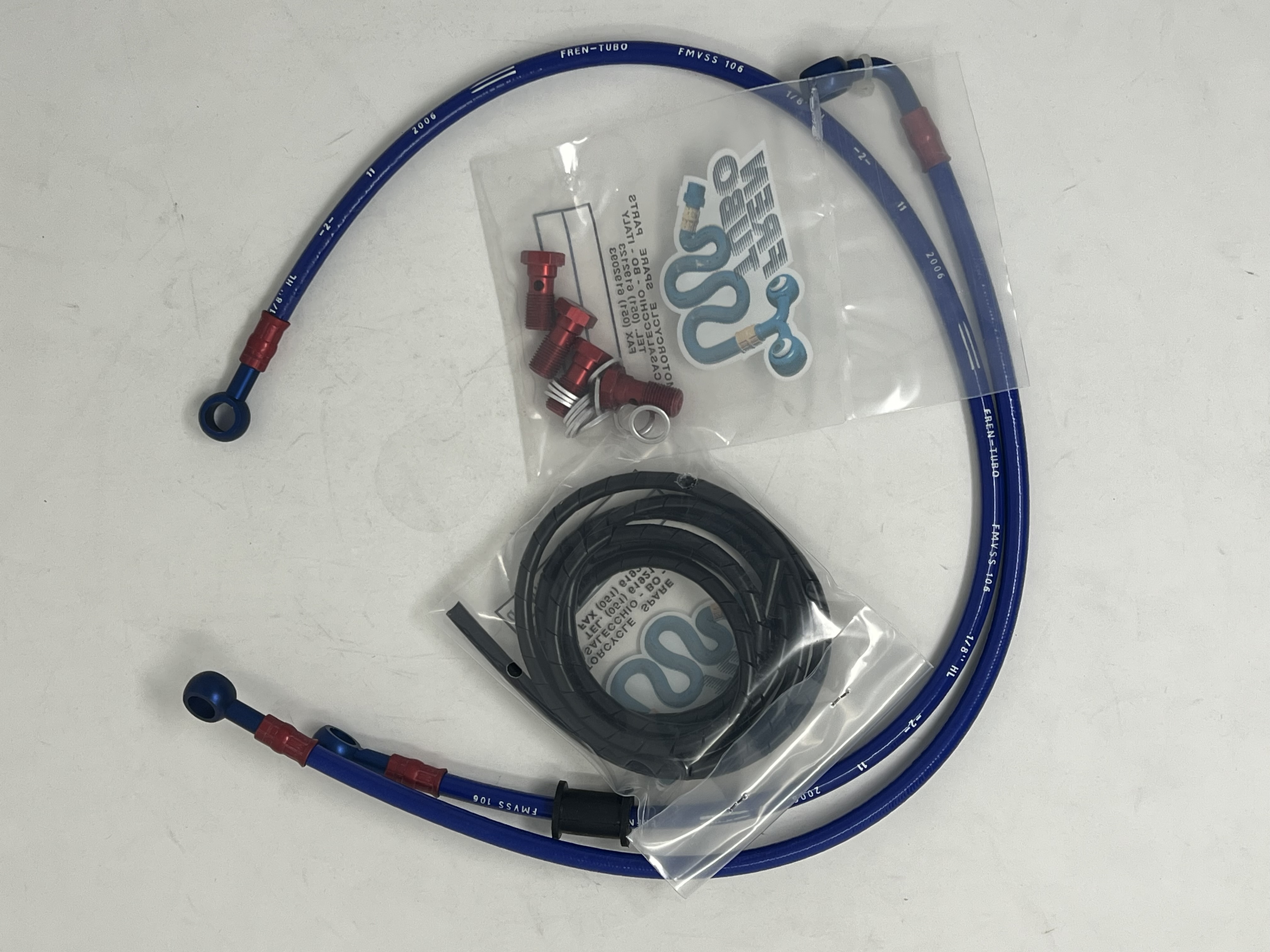 Blue Brake Hose Kit Red/Blue Fittings Ducati Supersport 750SS 1994-1997