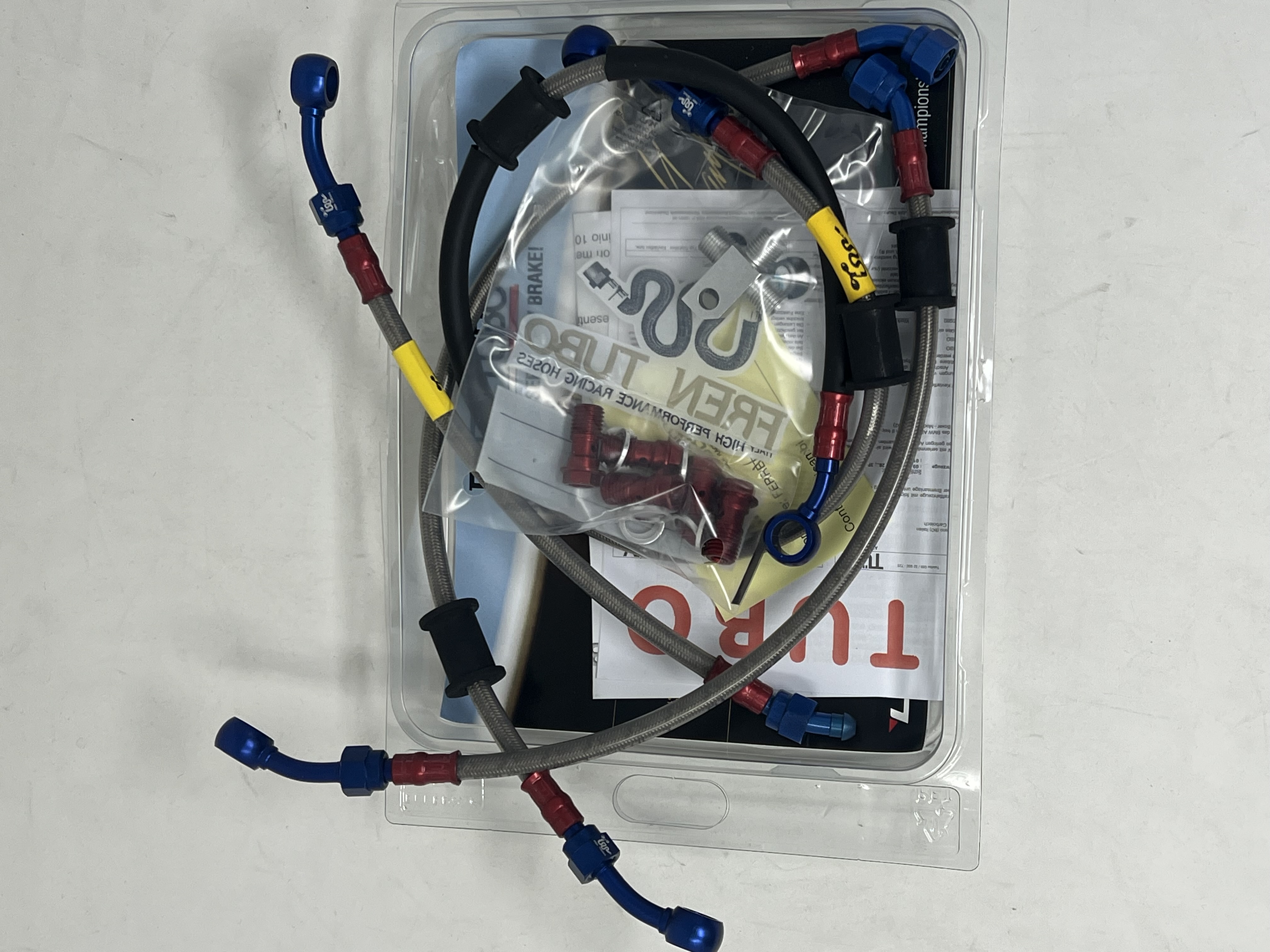 Brake Hose Kit Transparent Fittings Red/Blue Honda CBR900RR 2000-2001