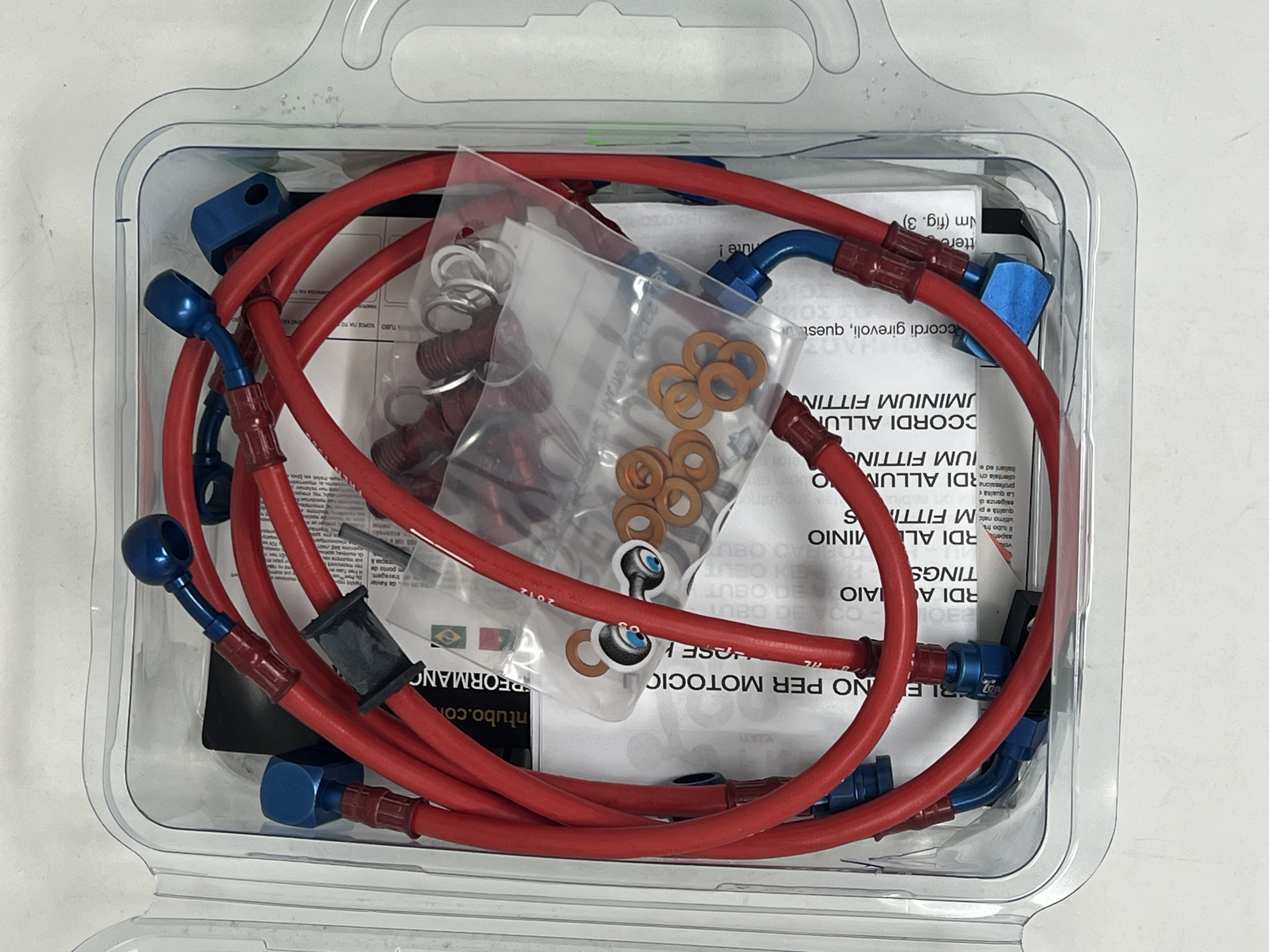 Red Brake Hose Kit Red/Blue Fittings Honda CB1300S ABS 2010-2012