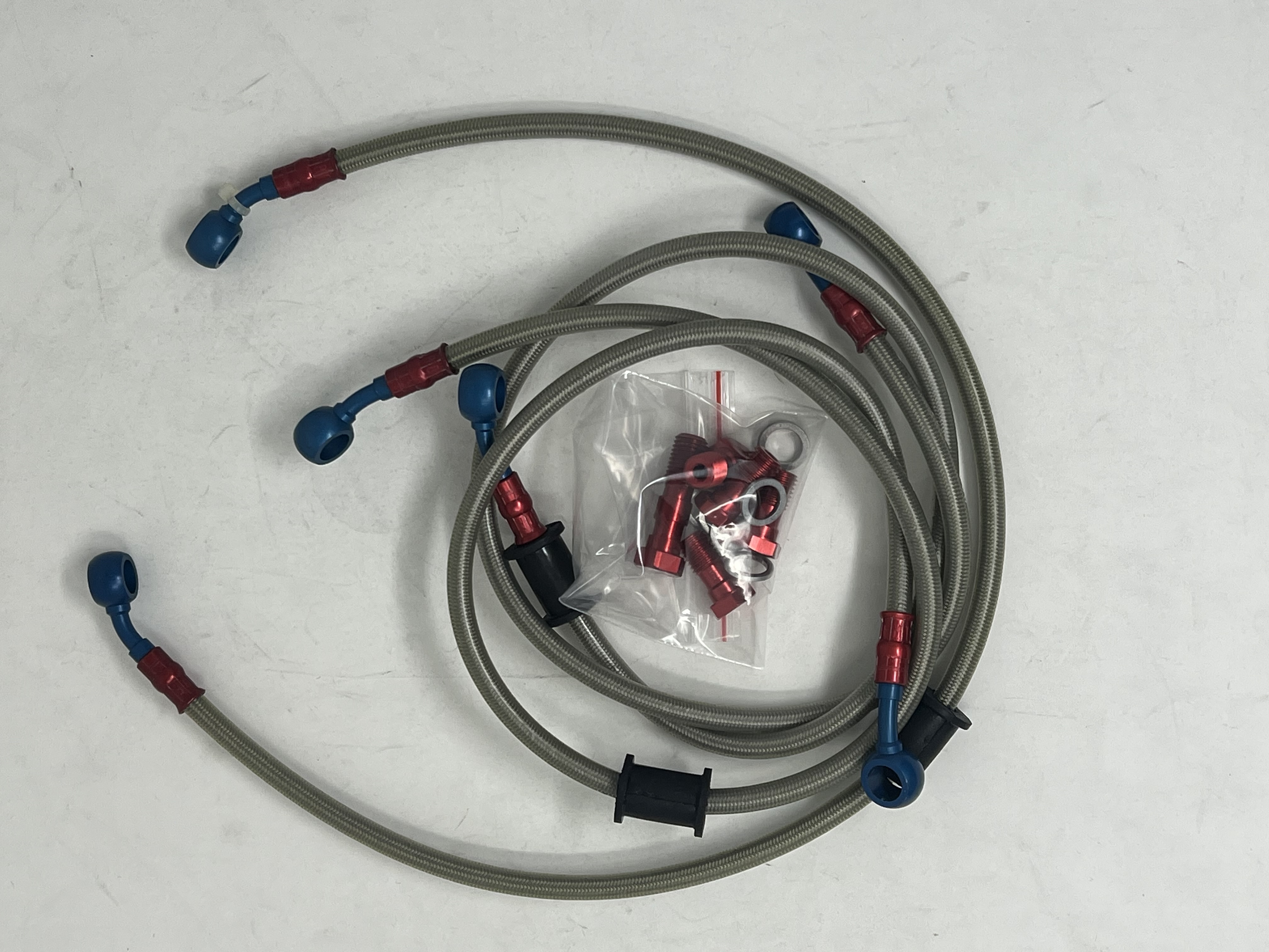 Brake Hose Kit Transparent Fittings Red/Blue Honda CBR900RR 1996-1999