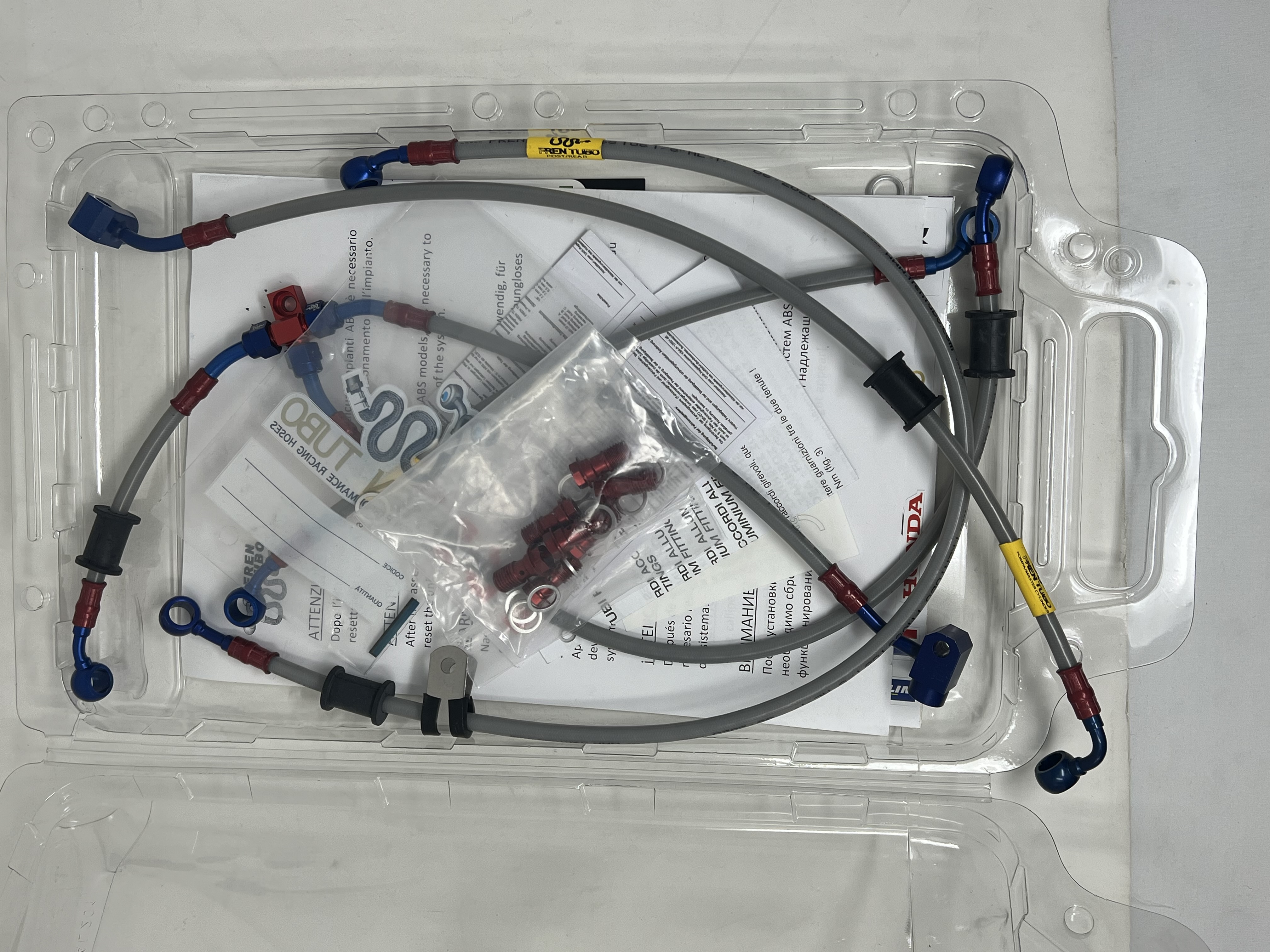 Kit Tubi freno Trasparente raccordi Rosso/Blu Honda CBR600RR ABS 2009-2012