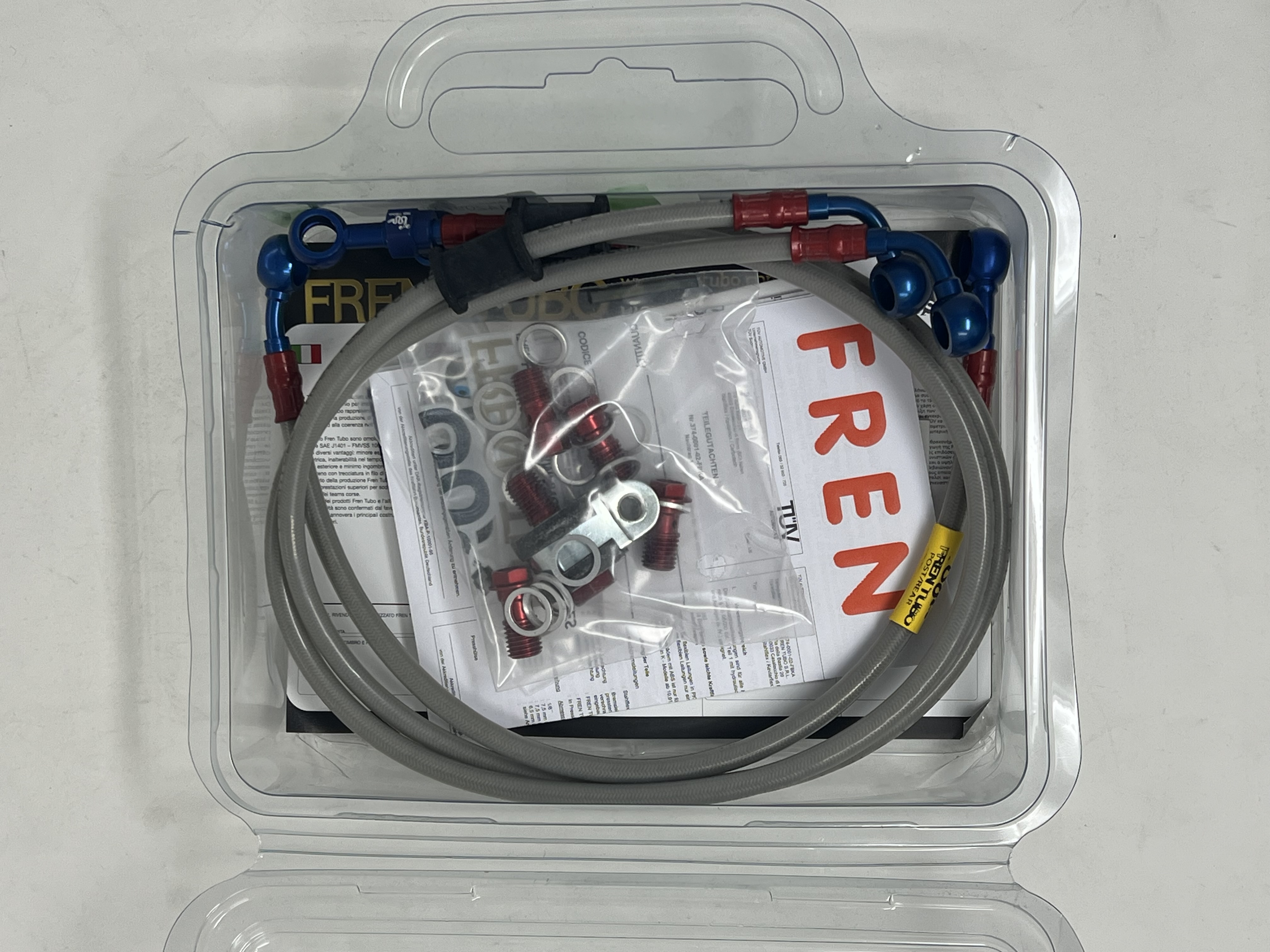 Brake Hose Kit Transparent Fittings Red/Blue Yamaha R1 2009-2014