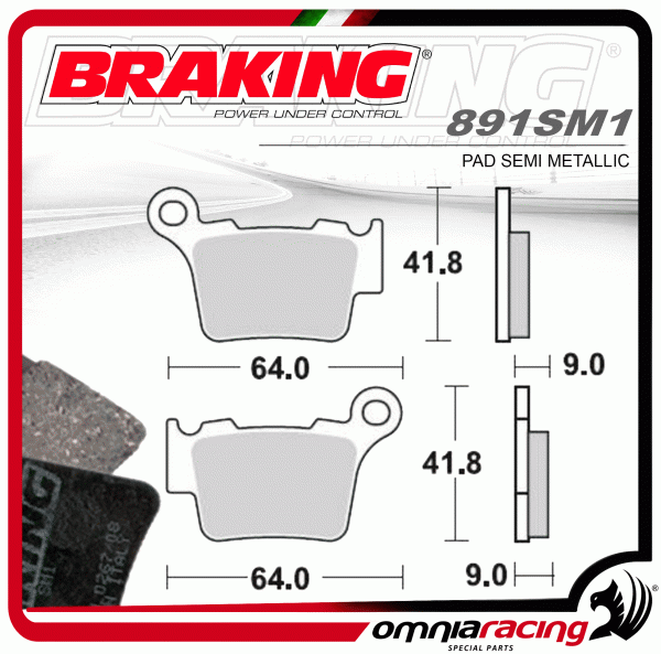 Braking SM1 coppia pastiglie freno Posteriore semi metalliche stradali Per KTM EXC/ SX Etc