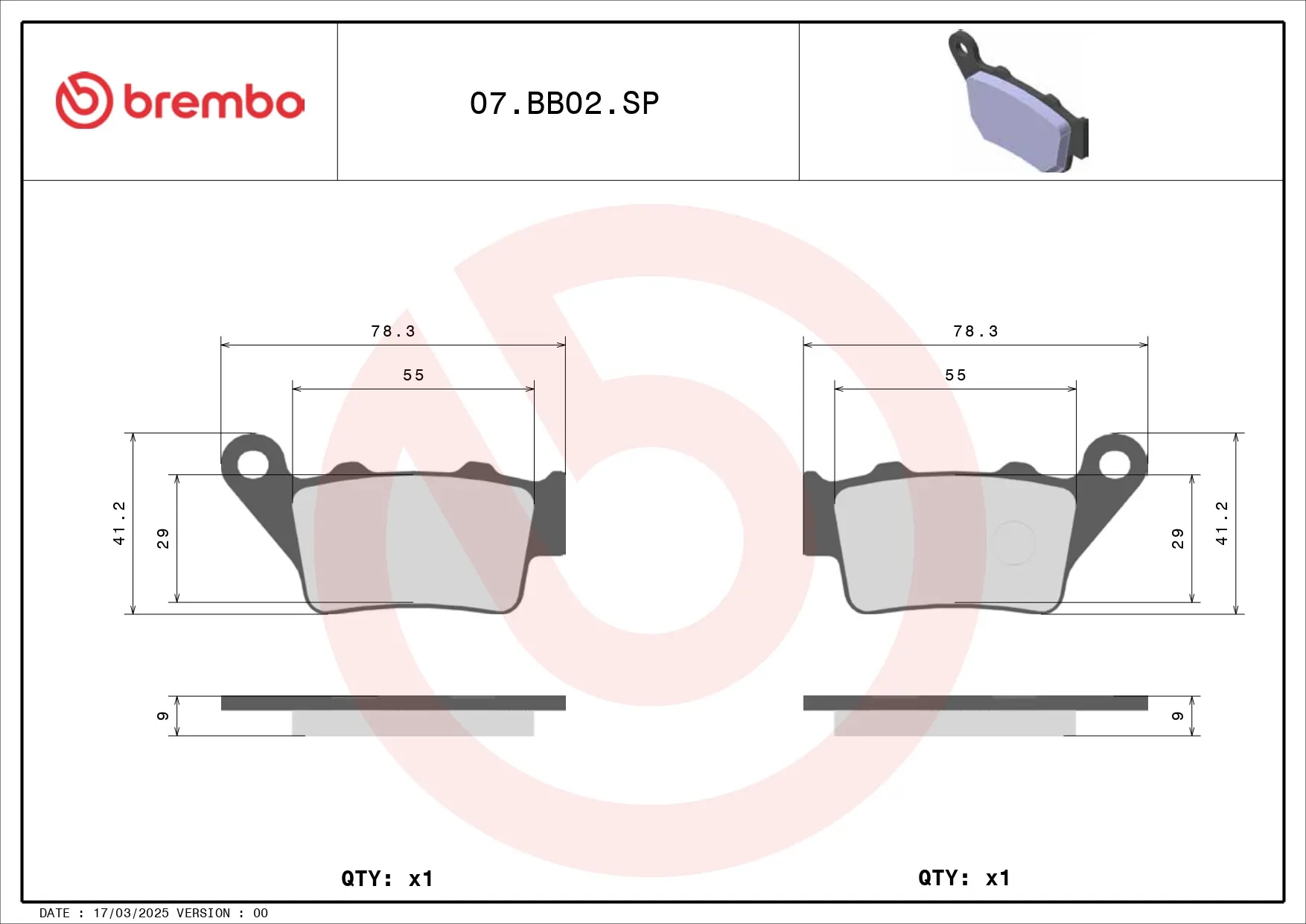 Brembo SP Sinter rear brake pads BMW G650GS 2008-2015
