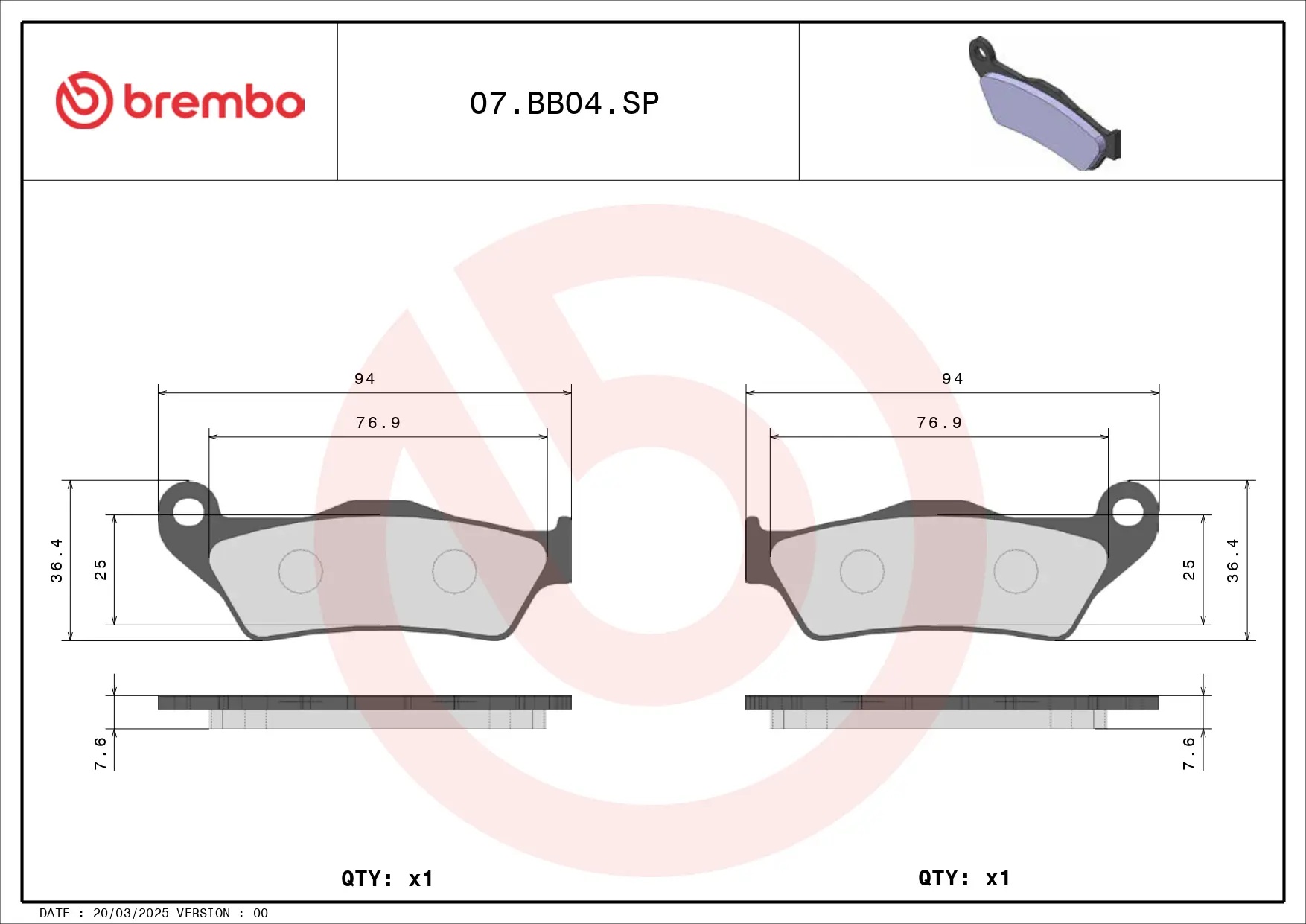 Brembo SP Sinter rear brake pads Cagiva Elefant 750 1993-1997