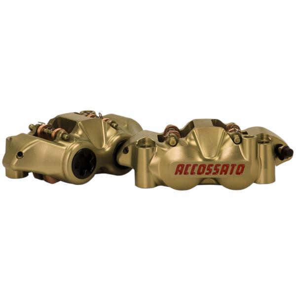 Coppia pinze freno radiali Accossato ricavata CNC monoblocco 108mm pistoni Titanio
