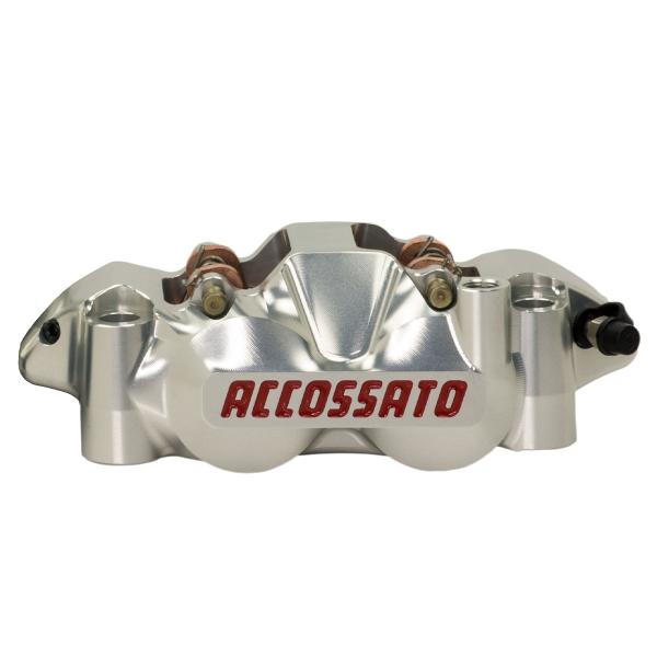 Pinza freno destra radiale silver Accossato ricavata CNC monoblocco 108mm pistoni Titanio