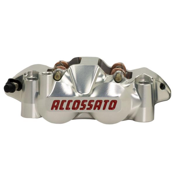 Accossato left radial brake caliper silver CNC monoblock 108mm pistons titanium
