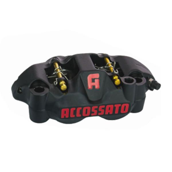 Pinza freno destra radiale nera Accossato forgiata monoblocco 108mm pistoni Titanio