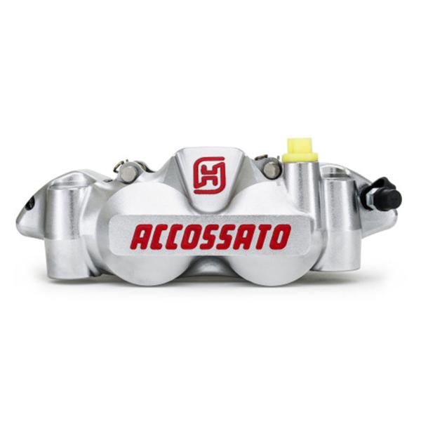 Pinza freno destra radiale nichelata Accossato forgiata monoblocco 108mm pastiglie ZXC