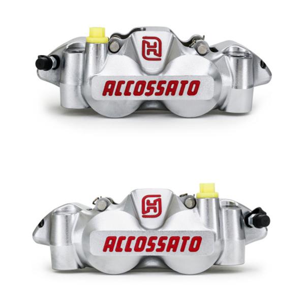 Accossato pair of radial brake calipers nickel plated forged monoblock 108mm ST pads