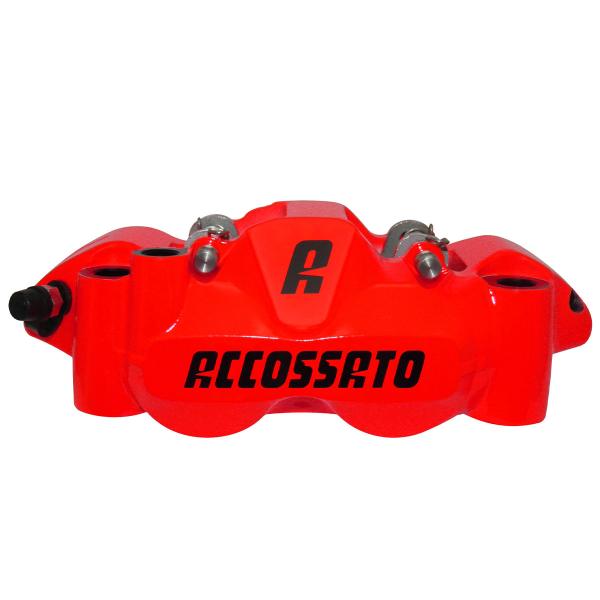 Accossato left radial brake caliper fluorescent red forged monoblock 108mm ST pads