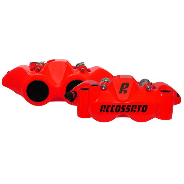 Accossato pair of radial brake calipers fluorescent red forged monoblock 108mm ZXC pads