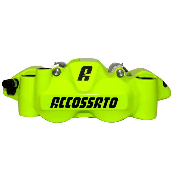 Accossato left radial brake caliper yellow forged monoblock 108mm ZXC pads