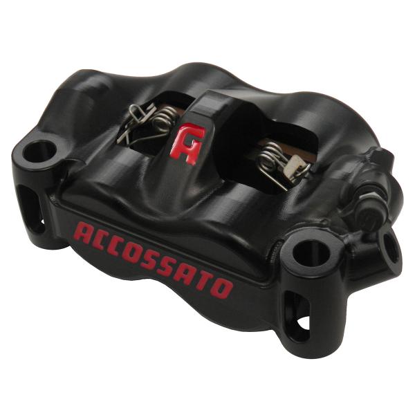 Pinza freno destra radiale nera Accossato ricavata CNC monoblocco 100mm pistoni Titanio