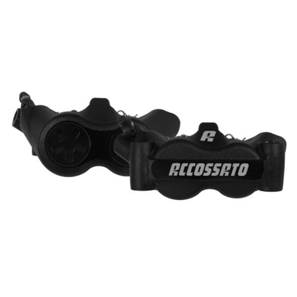 Coppia pinze freno radiali anodizzate nero Accossato forgiata monoblocco 100mm pastiglie ZXC