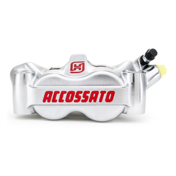 Pinza freno destra radiale nichelata Accossato forgiata monoblocco 100mm pastiglie ST