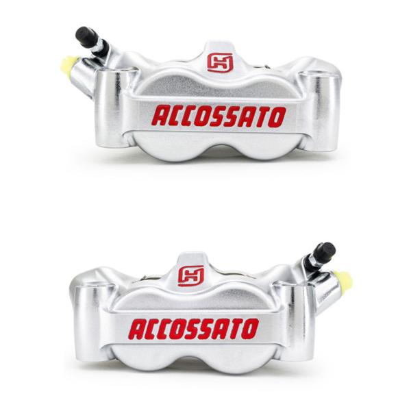 Accossato pair of radial brake calipers nickel plated forged monoblock 100mm ST pads