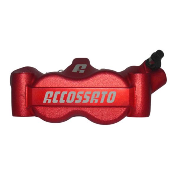 Pinza freno destra radiale anodizzato rosso Accossato forgiata monoblocco 100mm pastiglie ZXC