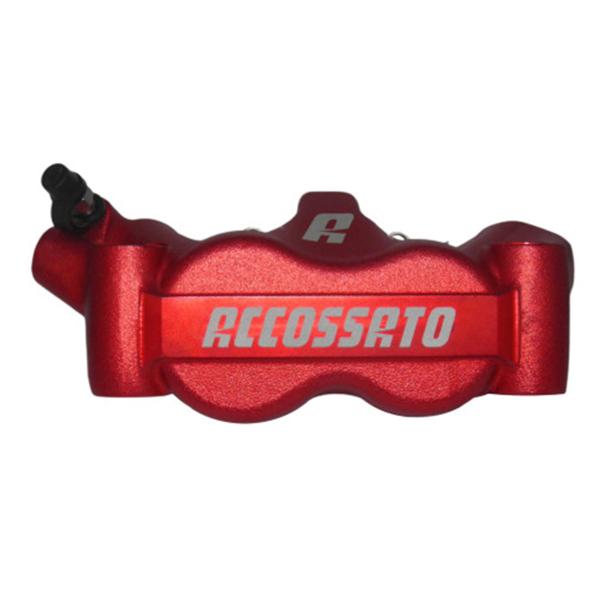 Accossato left radial brake caliper red anodized forged monoblock 100mm ZXC pads