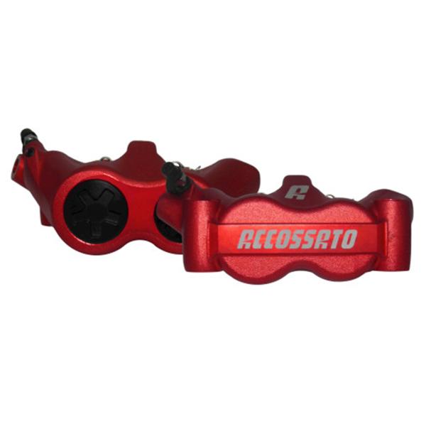 Coppia pinze freno radiali anodizzate rosso Accossato forgiata monoblocco 100mm pastiglie ZXC