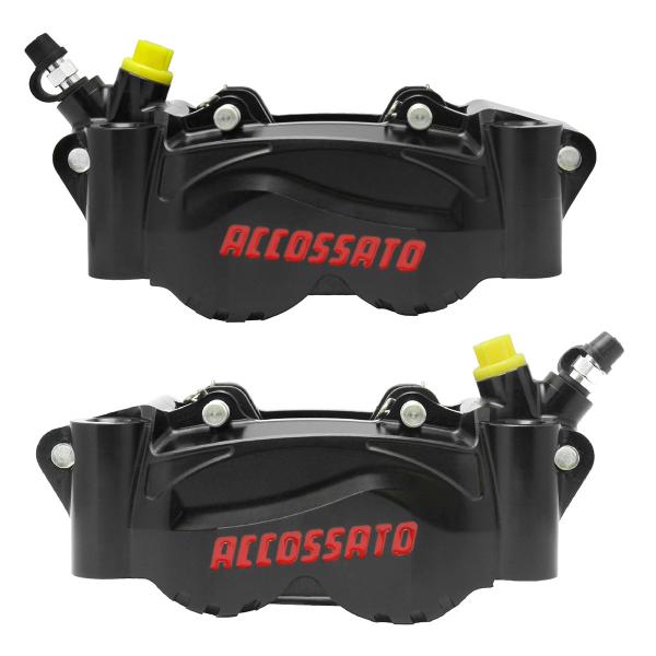 Coppia pinze freno radiali nere Accossato ricavata CNC 100mm pastiglie ST