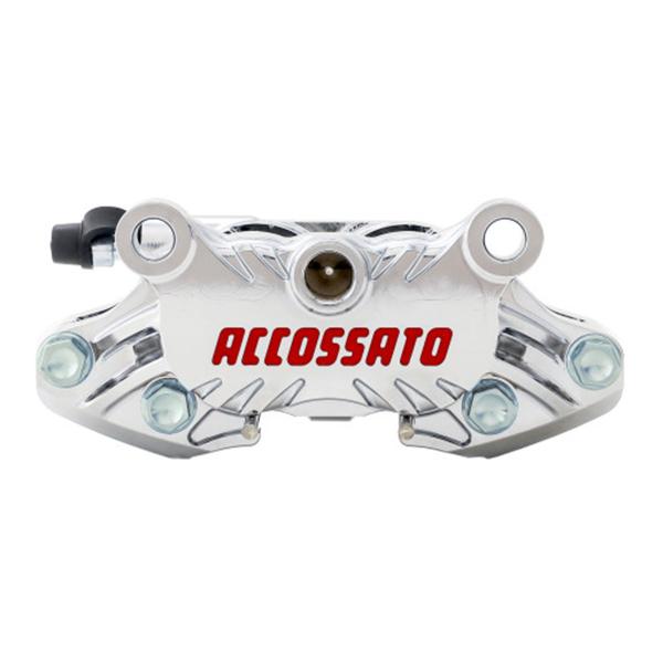 Pinza freno assiale CNC Accossato interasse 64mm cromata pistoni alluminio viti titanio