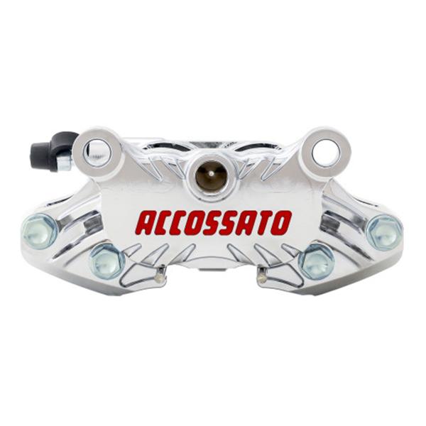 Pinza freno assiale CNC Accossato interasse 64mm cromata pistoni titanio viti titanio