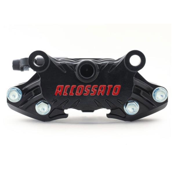 Pinza freno assiale CNC Accossato interasse 64mm nera pistoni alluminio viti titanio