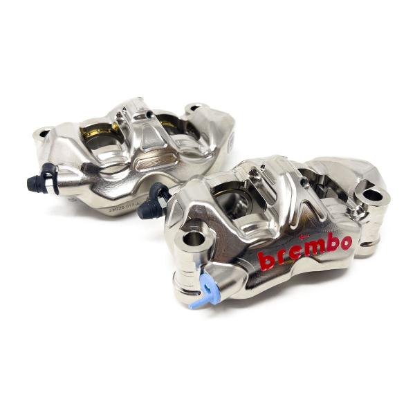 Coppia pinze freno anteriori Brembo Racing GP4PR nichelate interasse 108mm
