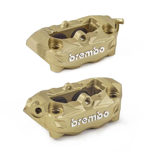 Coppia pinze freno anteriori Brembo OE M4.32 oro 100mm
