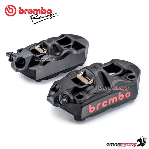 Brembo Racing coppia pinze radiali nere monoblocco fuse M4 100 interasse 100mm (SX+DX) con pastiglie