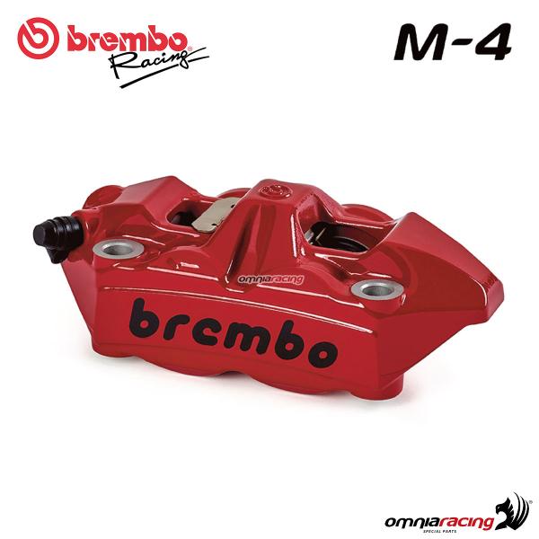 Pinza radiale sinistra rossa Brembo Racing monoblocco fusa M4 100mm interasse con pastiglie SX