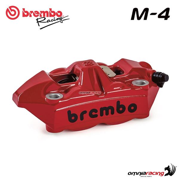 Pinza radiale destra rossa Brembo Racing monoblocco fusa M4 100mm interasse con pastiglie DX