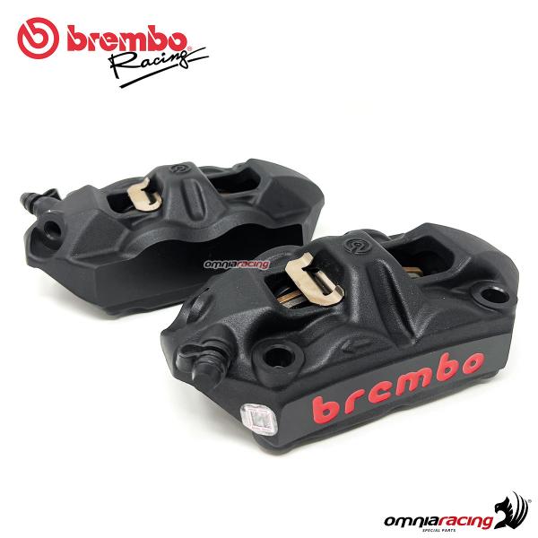 Brembo Racing coppia pinze radiali nere monoblocco fuse M4 100 interasse 100mm (SX+DX) con pastiglie