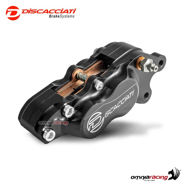 Pinza assiale Discacciati a 4 pistoni anteriore sinistra nera interasse 40mm