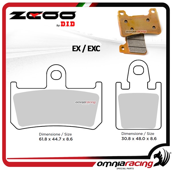 Pastiglie Endurance ZCOO S002 EXC sinterizzate anteriori Yamaha MT01 2007-2011