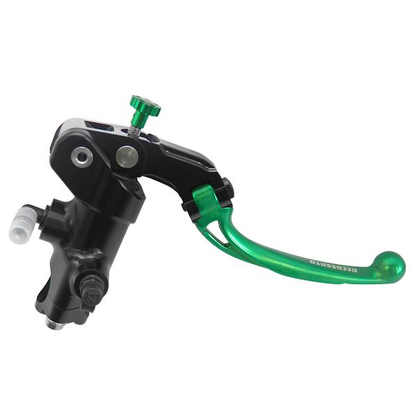 Accossato black radial brake master cylinder 19x18 short green folding lever