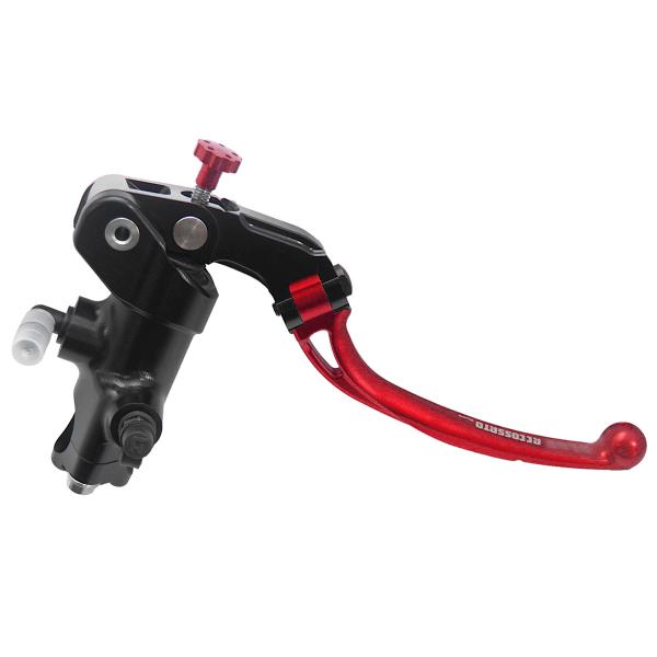 Accossato black radial brake master cylinder 16x18 long red folding lever