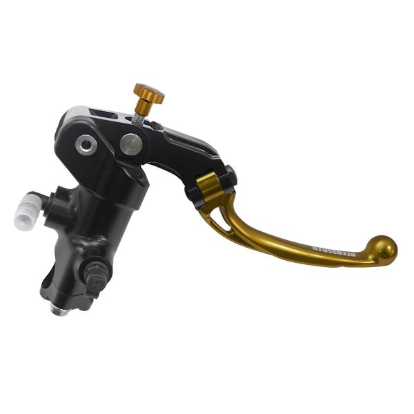 Accossato black radial brake master cylinder 16x18 short gold folding lever