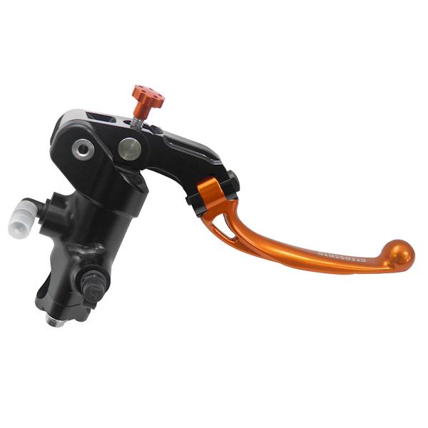 Accossato black radial brake master cylinder 16x16 short orange folding lever
